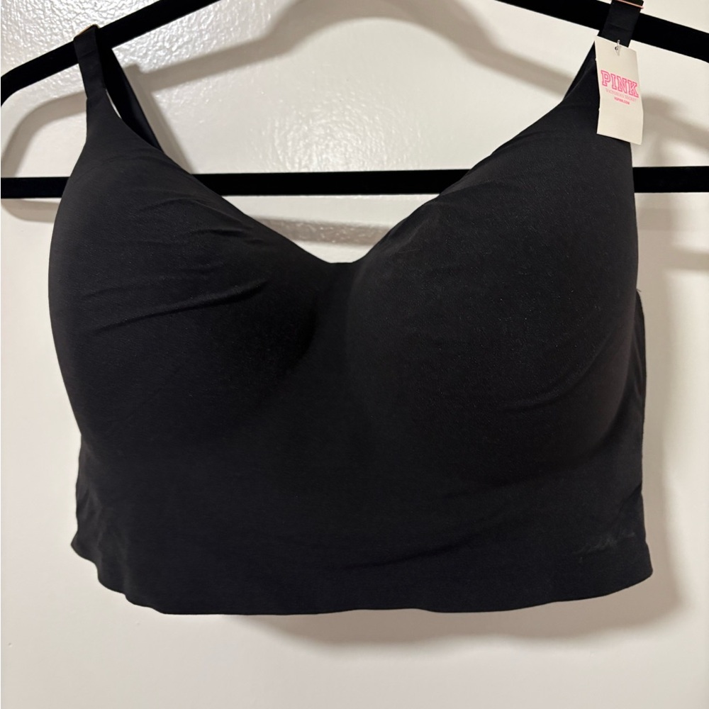 PINK Victoria's Secret Black Seamless Longline Bralette
